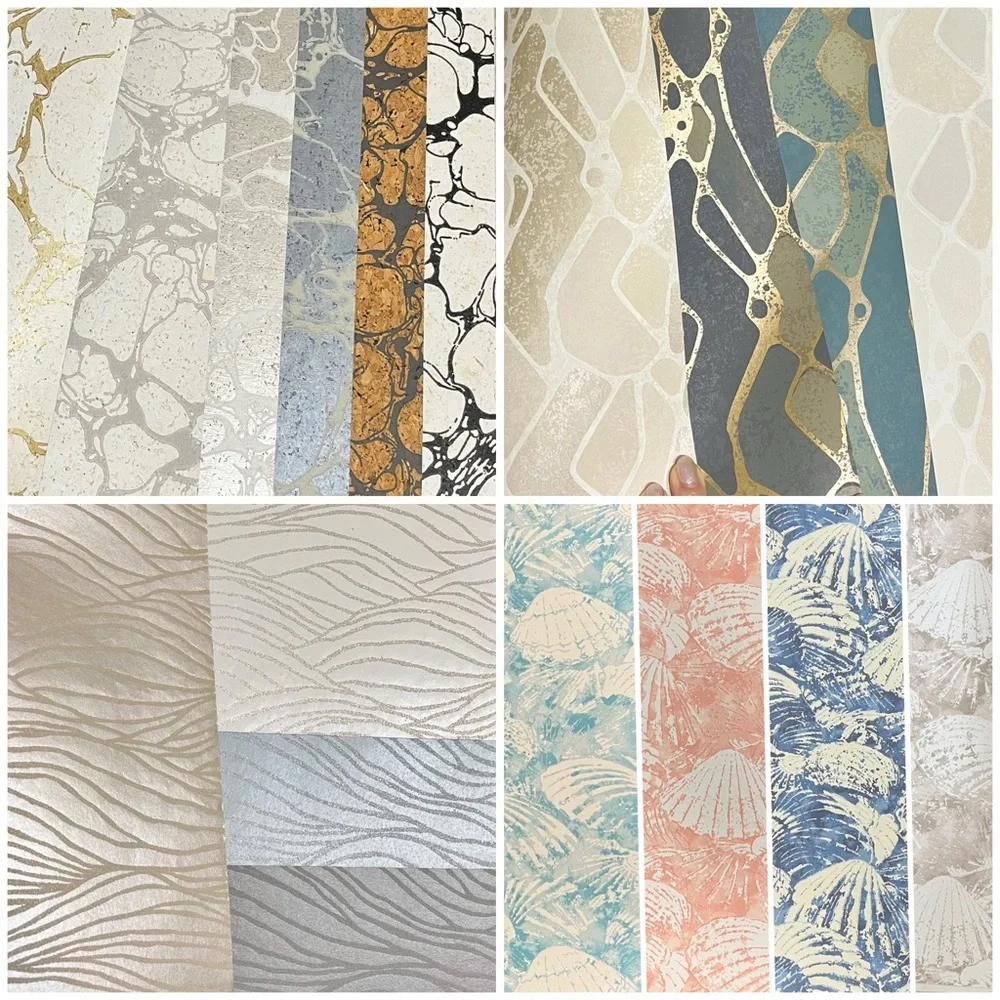 18 Large Crafts Wallpaper Sheets Inspired By The Ocean- Waves & Shells - DIY